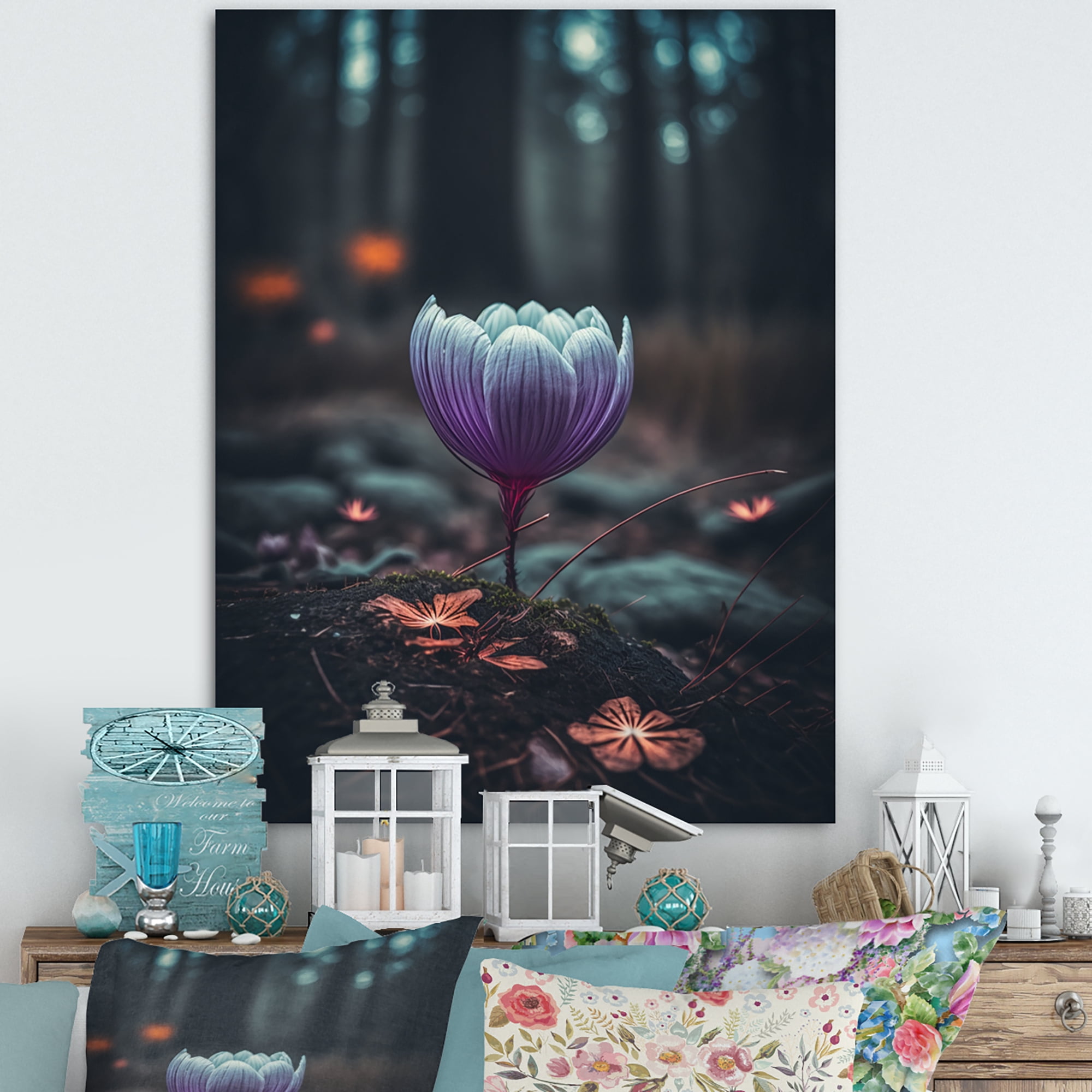Designart Blooming Crocus Flowers In A Forest II Canvas Wall Art