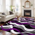 thumbnail image 2 of Modern Geometric Area Rugs 5'x7', Washable Small Throw Rugs for Laundry Room Playroom, Abstract Minimalist Lines Purple Black Indoor Outdoor Rug Non-Slip Low Pile Carpet Runner Reversible Floor Mats, 2 of 8