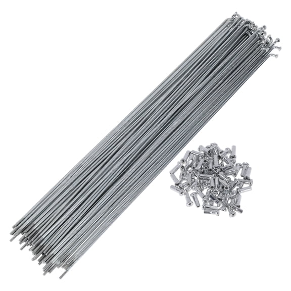72 Set 14G Bicycle Spokes 273mm Bike Wheel Spokes Carbon Steel Galvanized Silver Tone