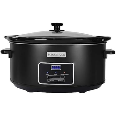 8 Quart Programmable Slow Cooker with Auto Shut-Off - Black Stainless Steel for Family Dinners | Large Capacity, Effortless Meals