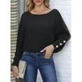thumbnail image 6 of Women'S Off Shoulder Long Sleeve Solid Color Knitted Sweater Casual Loose Fall Trendy Pullover Tops Black XXL, 6 of 8