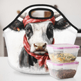 thumbnail image 6 of Herdesigns Cow Insulated Lunch Bag Neoprene Lunch Box for Women Men Soft Cooler Bag Funny Washable Lunch Tote for Work Outdoor Picnic, 6 of 7