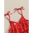 thumbnail image 4 of Toddler Girls Valentine's Day Romper Jumpsuit Ruffles Sleeveless Heart Print Overalls, 4 of 7
