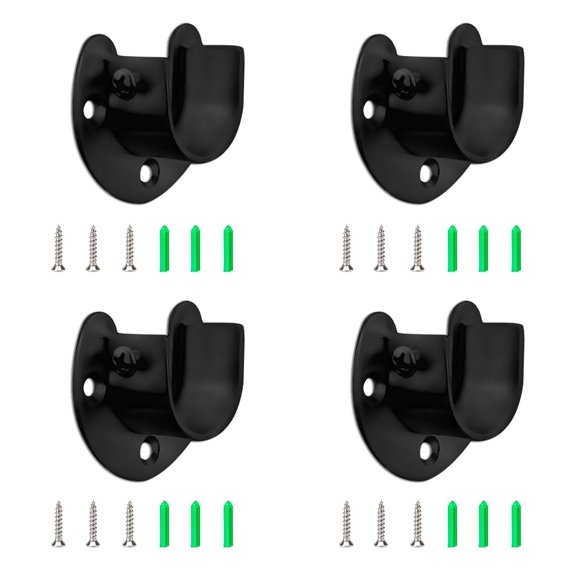 Soporte para barra de ducha en forma de U, 4 piezas, soporte para barra de cortina, soporte para barra de armario de acero inoxidable, 1 "y 1-1/4" de diámetro, conector de brida para poste resistente,
