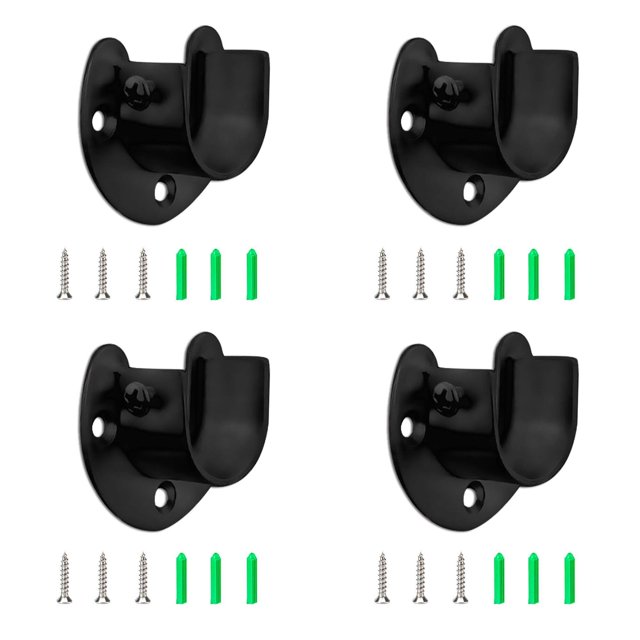 Soporte para barra de ducha en forma de U, 4 piezas, soporte para barra de cortina, soporte para barra de armario de acero inoxidable, 1 "y 1-1/4" de diámetro, conector de brida para poste resistente,