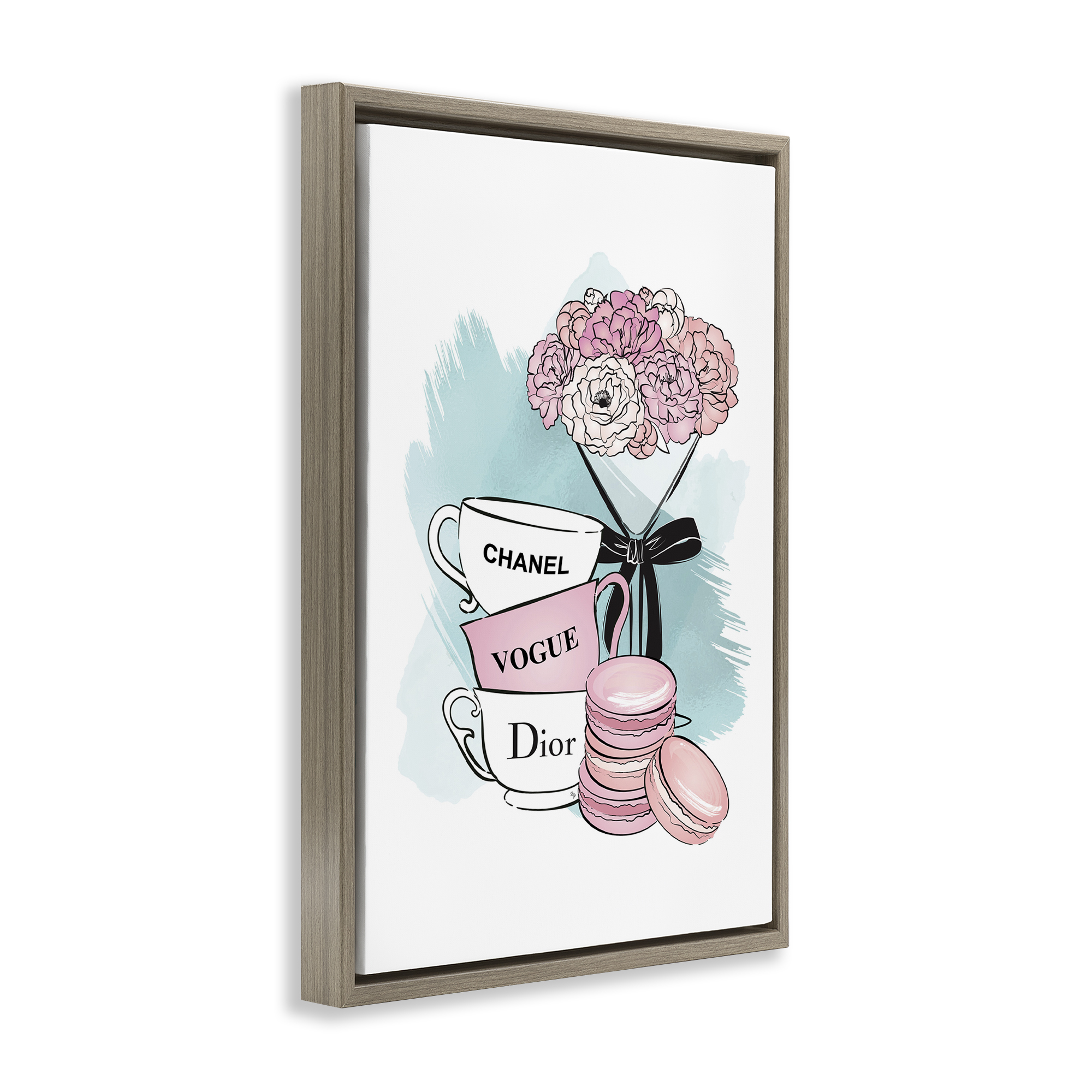 Stupell Industries Fashion Tea Party Food & Beverage Painting Brown Floater Framed Art Print Wall Art, 21 x 31