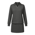 thumbnail image 5 of Womens Plus Size Skirt Suit Solid Color Turn Down Collar Long Sleeve Casual Athletic Tennis Jogging 2 Piece Outfit Mini Skirt Dark Gray S, 5 of 6