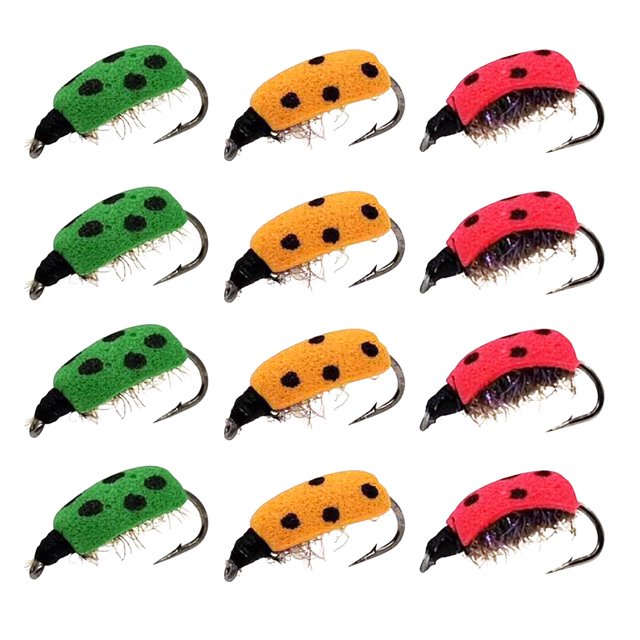 Señuelo de pesca Sunnimix Mosca de mariquita 12 piezas Anzuelo resistente