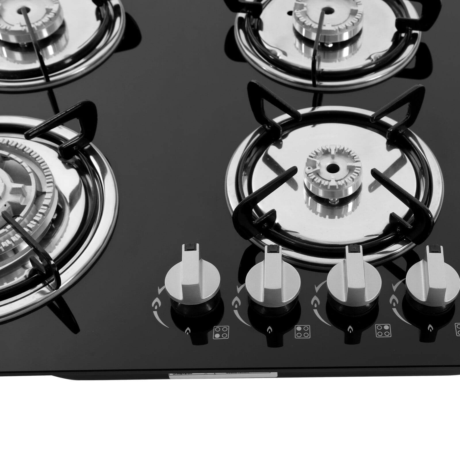Modern Black Built-In 4 Burner Gas Stove Gas Cooktop 23.2 Inch Gas Stove Top Aluminum Alloy 23.23*20.08in for Home Kitchens, Restaurants, Hotels