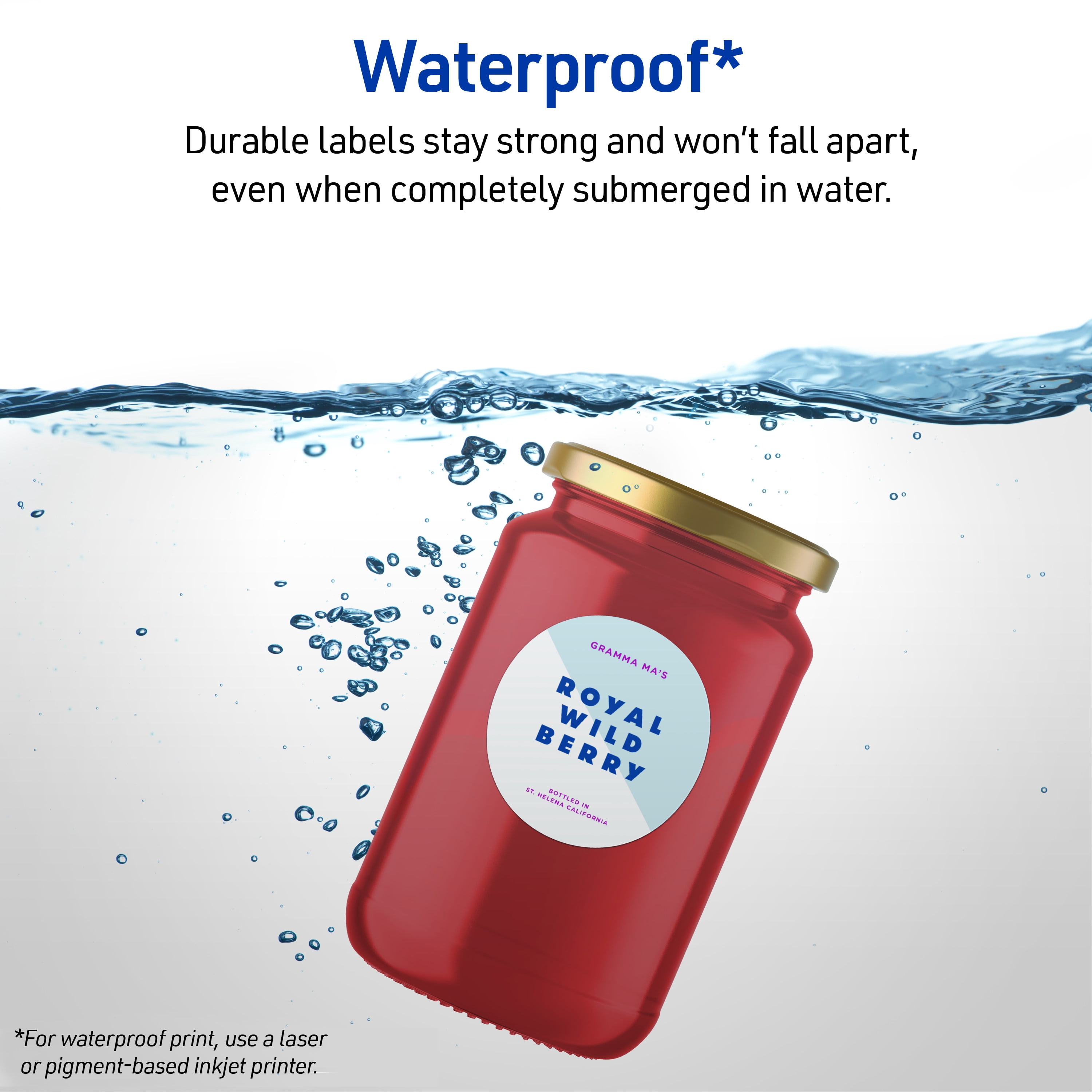 Avery Durable Waterproof Labels, 2" Diameter, 96 Labels (5657)