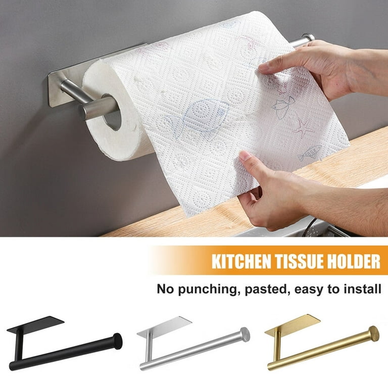 WZKALY Paper Towel Holder Under Cabinet, Self-Adhesive or Wall