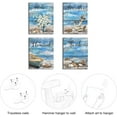 thumbnail image 3 of Beach Canvas Wall Art for Home Decor Bathroom Decor Blue Beach Picture Ocean Theme Anchor Canvas Print Modern Coastal Seascape Painting Framed Seaside Artwork Floral Daisy for Home Room 14x14inc x 4, 3 of 6