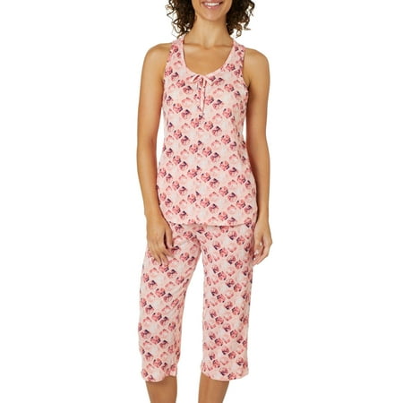 Jaclyn Intimates Womens Seashell Capris Pajama Set Small Pink multi
