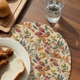 thumbnail image 3 of Fall Leaves Round 13 Inch Placemats Set of 4, Farmhouse Beige Botanical Leaf Autumn HeatResistant Non Slip Place Mats for Dining Table, Wipeable Braided Kitchen Table Mats for Housewarming, 3 of 9
