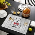 thumbnail image 3 of Groundhog Day Placemats Set of 12, Red Bow Knot Vintage Placemats for Dining Table, Place Mats for Kitchen Tabletop, Waterproof Wipeable Dining Table Mats Set, 3 of 9