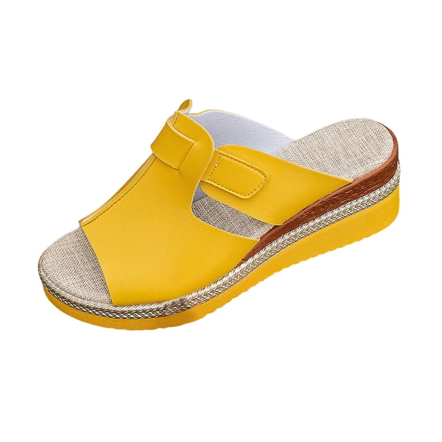 DAFEI Sandales pour Femmes Grande Taille Sandales et Pantoufles à la Mode Couleurs Vives Talons Compensés Rétro Bout Rond Semelle Épaisse Sandales à Bout Ouvert