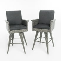 Raleigh Outdoor Wicker 30" Bar Stools with Cushions, Set of 2