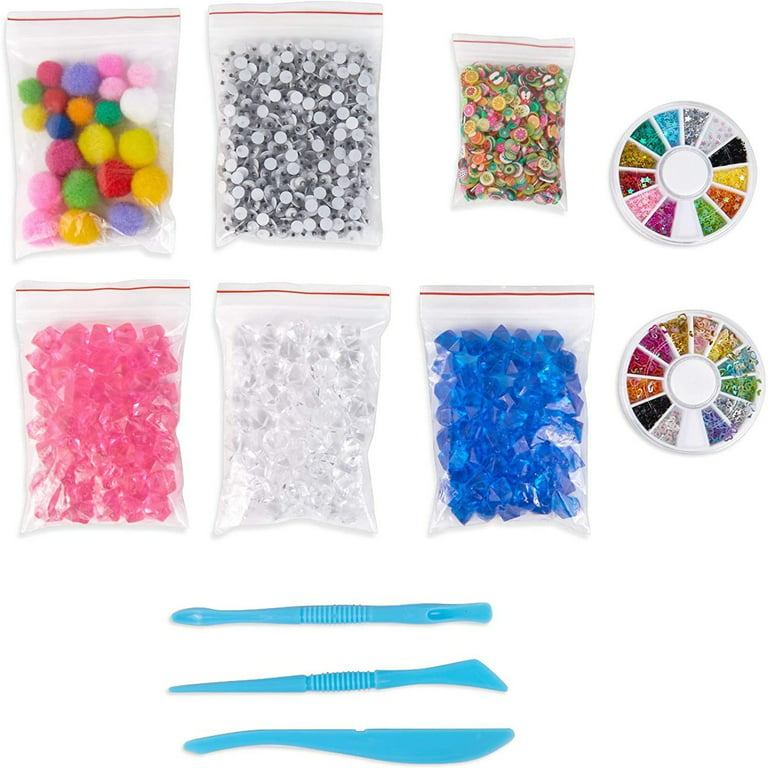 25 Pcs Slime Making Kit Tools, Foam Beads, Acrylic Rocks, Fruit Slices,  Confetti 