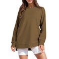 thumbnail image 4 of kamemir Womens Hoodie Womens Oversized Sweatshirt Crewneck Long Sleeve Tunic Pollover Shirts Side Zipper Hoodie Sweater 2024 Fall Clothes(Brown,XXL), 4 of 6