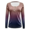 thumbnail image 4 of CaComMARK PI Clearance Women’s Long Sleeve Henley T Shirts Button Down Slim Fit Tops Scoop Neck Ribbed Knit Shirts Pink 6(M), 4 of 4