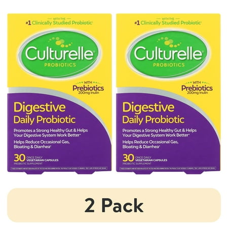 (2 pack) Culturelle Digestive Daily Probiotic for Digestive and Gut Health for Men and Women, 30 Capsules