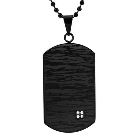 Star Dog Tag Pendant - Crucible Black Plated Stainless Steel Cubic Zirconia Dog Tag Pendant