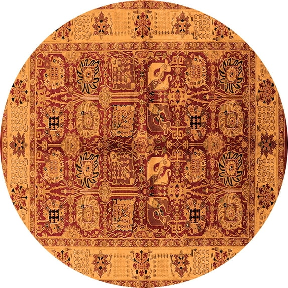 Ahgly Company Indoor Round Oriental Orange Industrial Area Rugs, 5' Round