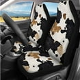 thumbnail image 2 of KUIFORTI Black Cow Print Auto Seat Covers Full Set Set 14 Pcs with Auto Center Console Armrest Pad Steering Wheel Cover Seat Belt Pads Car Headrest Protectors for Most Cars, 2 of 7