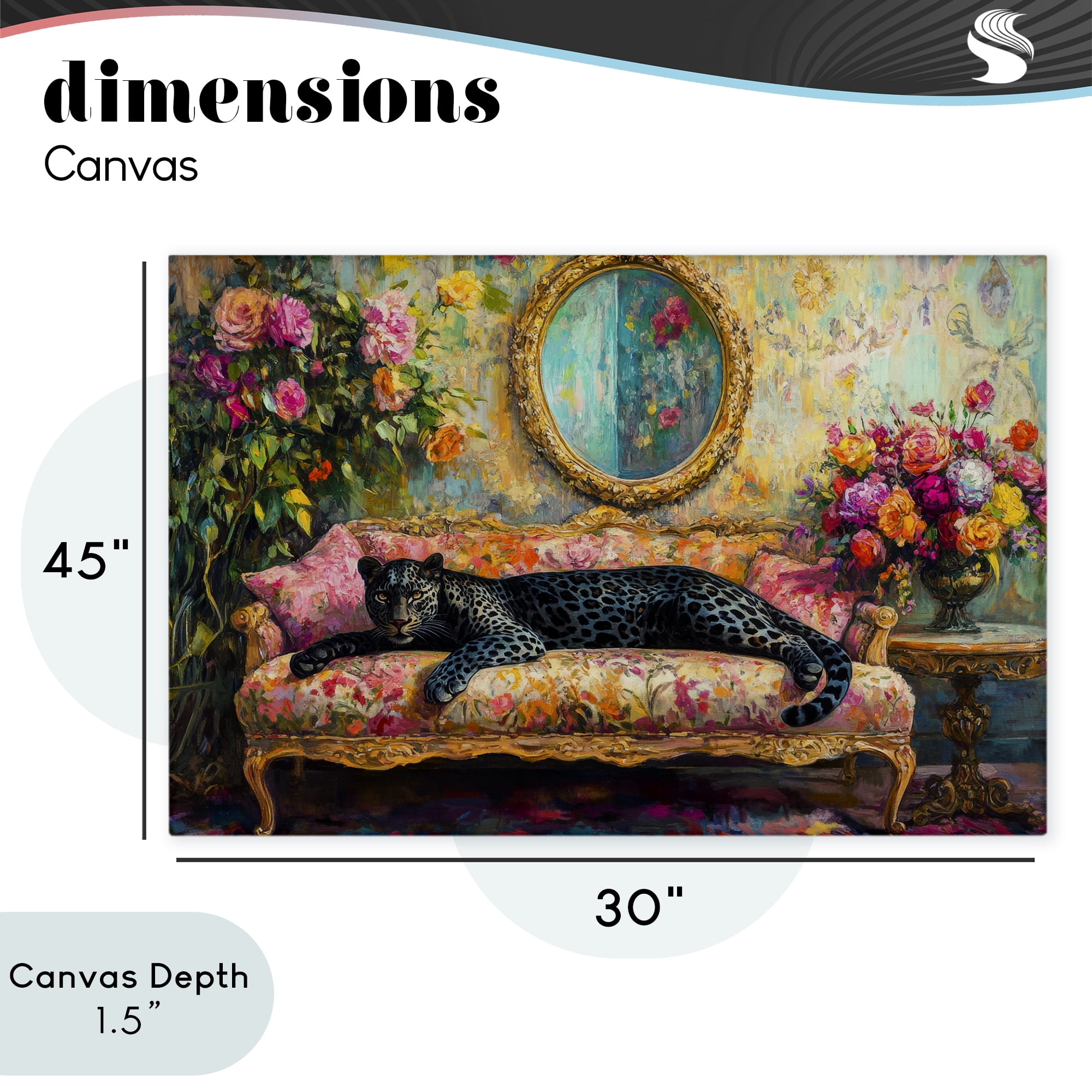 Stupell Industries Lounging Leopard on Floral Sofa Canvas Wall Art, design by Petal Prints Design