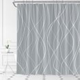 thumbnail image 3 of Gray Striped Shower Curtain Line Wavy Simple Modern Fashion Fabric Bathroom Decor Set with Hooks(36" WX72 H), 3 of 3