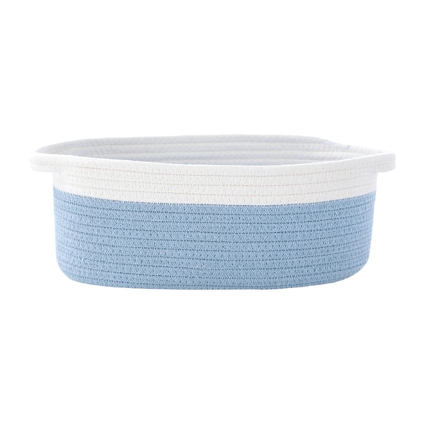 Cesta de cuerda de algodón Cesta de regalo vacía multiusos Cesta tejida con asa para blanco azul claro