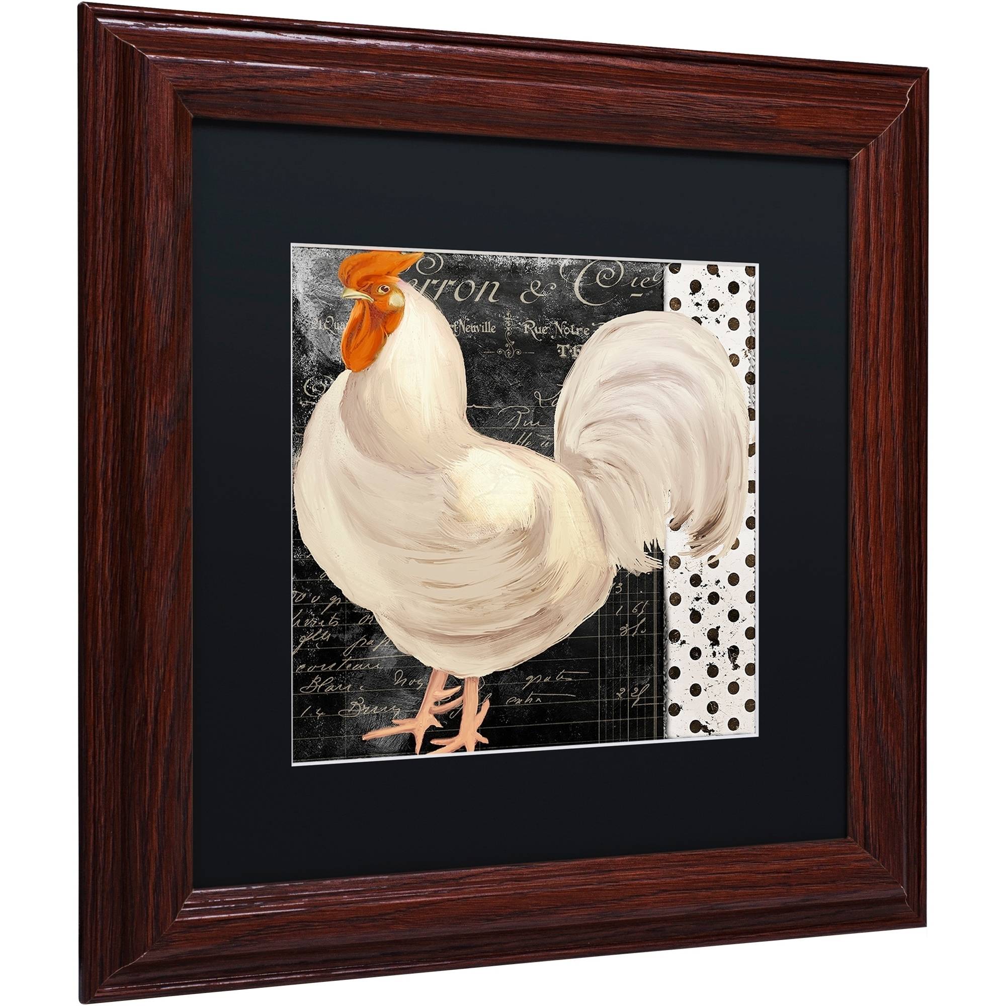Trademark Fine Art "White Rooster Caf? II" Canvas Art by Color Bakery Black Matte, Wood Frame