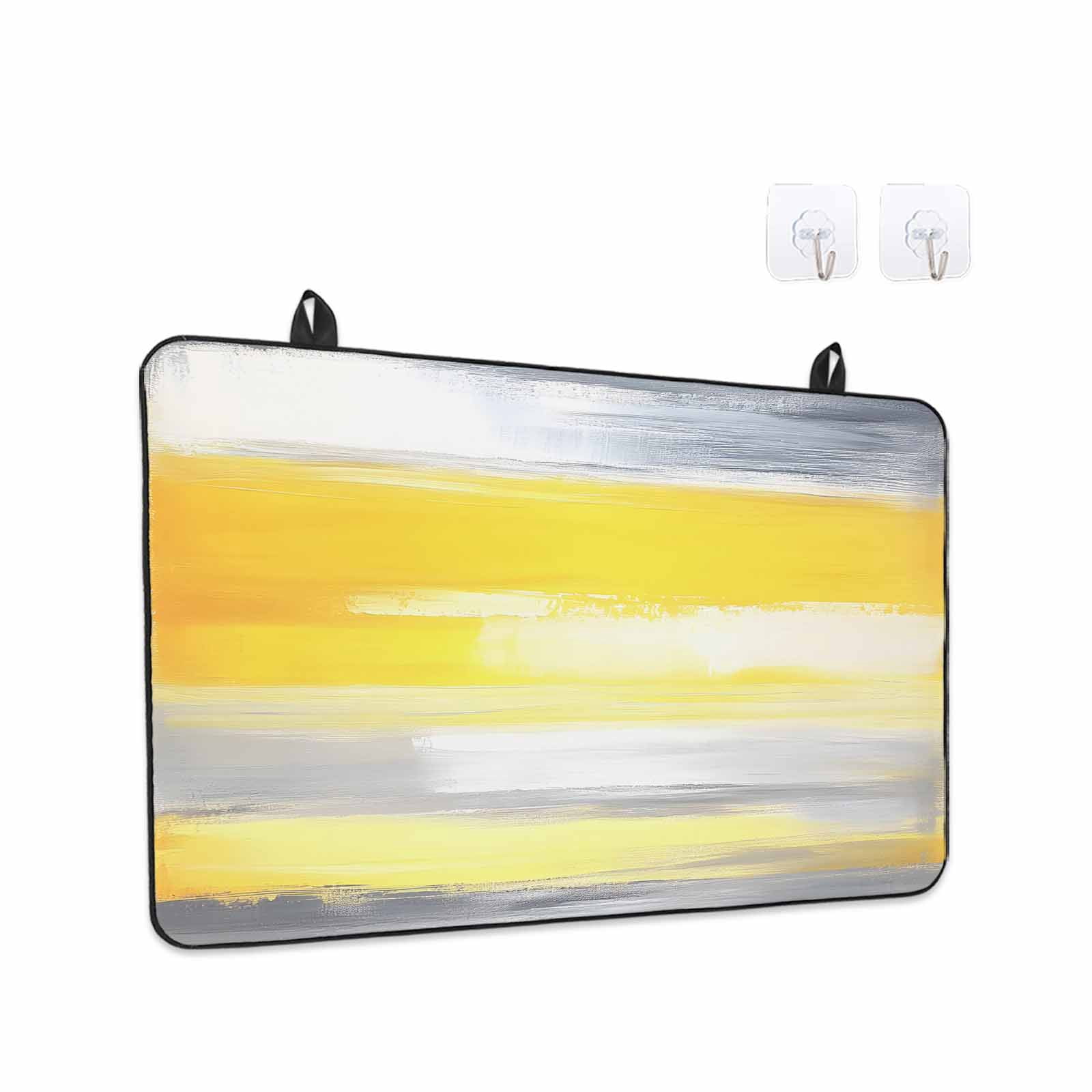 Yellow Grey Stove Top Cover for Electric Stove, Heat-proof & Non Slip Glass Top Stove Cover Protector, Modern Oil Painting Abstract Art Kitchen Flat Cooktop Rubber Mat 24x21 Inches
