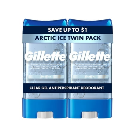 Gillette Antiperspirant Deodorant for Men, Clear Gel, Arctic Ice, Twin Pack, 3.8 oz