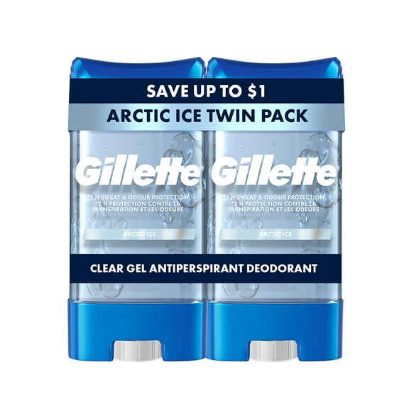 Gillette Antiperspirant Deodorant for Men, Clear Gel, Arctic Ice, Twin Pack, 3.8 oz