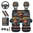 thumbnail image 6 of HUIACONG Aztec Highland Cow Car Accessories Seat Covers Full Set for Women 14 Pcs - Front and Back Seat Covers with Steering Wheel Cover Armrest Cover Seatbelt Covers Headrest Cover Coasters Keychain, 6 of 8