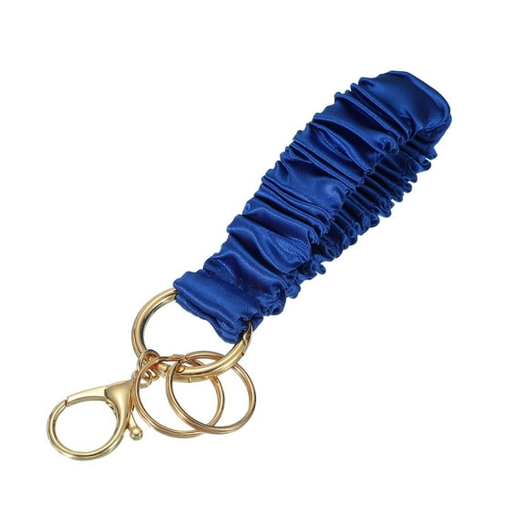 Uxcell Keychain Wristlet, Stretchy Lanyard Bracelet Scrunchie Keychain, Elastic Wristlet Car Key Chain with Detachable Rings and Buckles Anti-Loss Phone Chain for Women, dark Blue