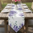 thumbnail image 6 of Eucalyptus Lavender Table Runner Linen Burlap Table Runner 70 Inches Long Botanical Watercolor Flowers Leaves Dresser Scarves for Kitchen Island Coffee Dining Party Wedding Holiday Decor 13"x70", 6 of 8