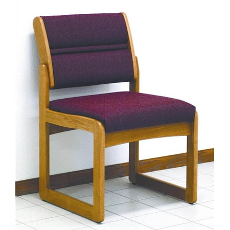 Sled Base Armless Wood Office Chair in Solid Medium Oak w ...