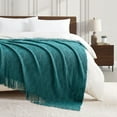 thumbnail image 4 of Navy Throw Blanket Textured Solid Soft Sofa Couch Decorative Knitted Blanket, 50" x 60" Navy, 4 of 5