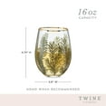 thumbnail image 4 of Twine Woodland Stemless Wine Glasses for Patio Party Gifts, 16oz Set of 2, 4 of 7