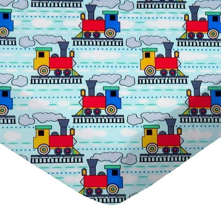 SheetWorld Fitted 100% Cotton Percale Play Yard Sheet Fits BabyBjorn Travel Crib Light 24 x 42, Kiddie Trains