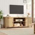 thumbnail image 3 of Litake Rattan TV Stand for 75 Inch, Boho Entertainment Center with Storage and Doors, Wood TV & Media Console Under TV Cabinet Furniture for Living Room, Natural Oak (66 Inch), 3 of 9