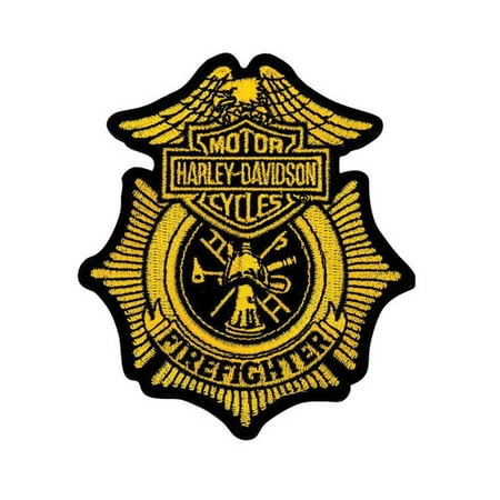 - Harley-Davidson Firefighter Gold Patch, Small 3-1/2'' W x 4'' H EM1265172, Harley Davidson