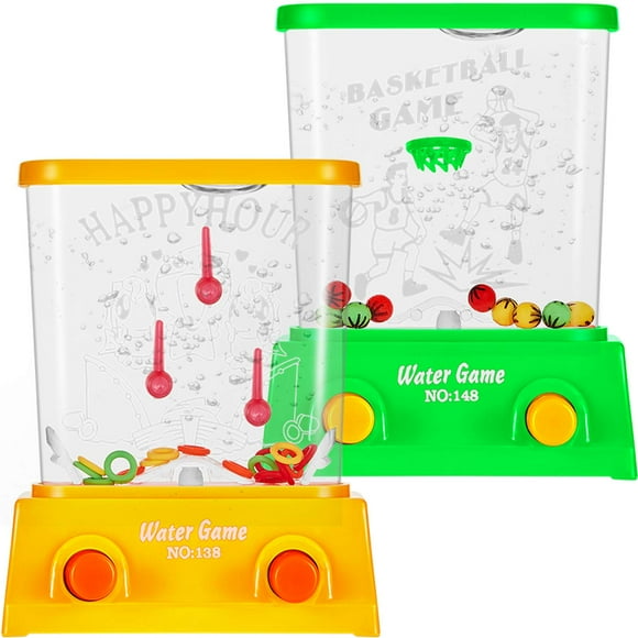 2 Pieces Handheld Water Game Arcade Water Ring Water Tables for Beach Toys Party Favor Fish Rings Fun Game for Different Ages Basketball Fun Gifts for Men Retro Pastime, Without Water