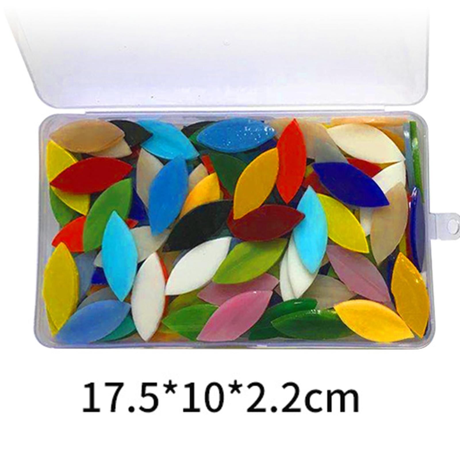 GUOOL 300 Tiles for Crafts Bulk, Stained Glass Sheets Shards, Colorful Stained Glass, Glass Mosaic Tiles Accessorie Set Assorted Colors Petal Shape