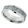 thumbnail image 2 of 8mm Men's Tungsten Ring - Polished Comfort Fit Beveled Edge Tungsten Carbide Ring with Charcoal Gray Carbon Fiber Inlay - TN375WAs11.5, 2 of 2