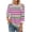 Hot Pink, variant on Womens Stripe Print Color 3/4 Sleeve Round Neck Pullover Fashion Blouses Top Casual Crew Neck Loose Shirt Tops Blouses for Women
