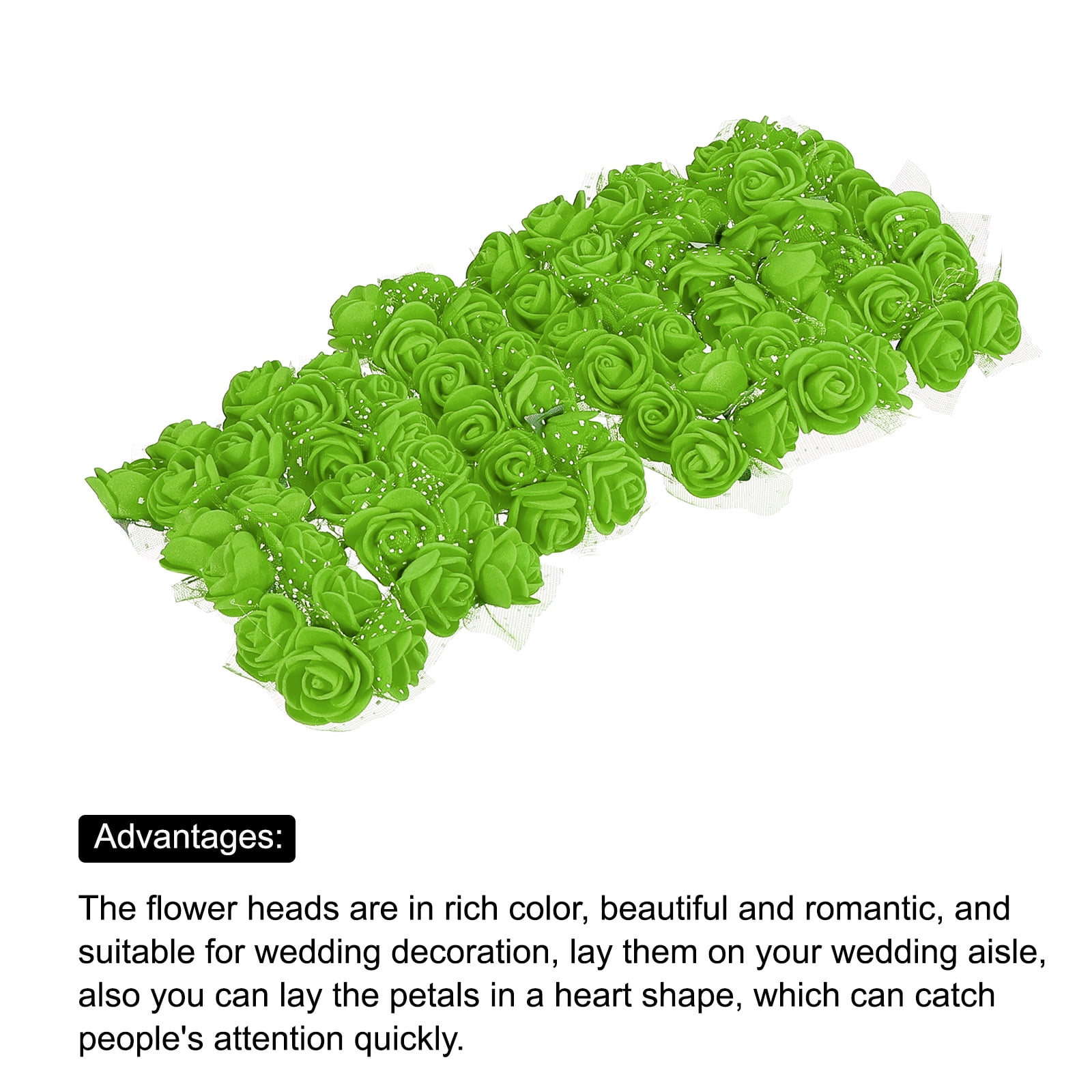 Uxcell Artificial Rose Flower Heads Green Mini Faux Flowers 0.8"-1" 288Pcs