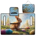 thumbnail image 4 of COEQINE Easy-Carry Golf Cart Seat Cover, Foldable Design with Handle for Storage, Universal Size Quilted Polyester, 4 Front Pockets, Machine Washable, Easter Rabbit Egg Lawn, 4 of 8